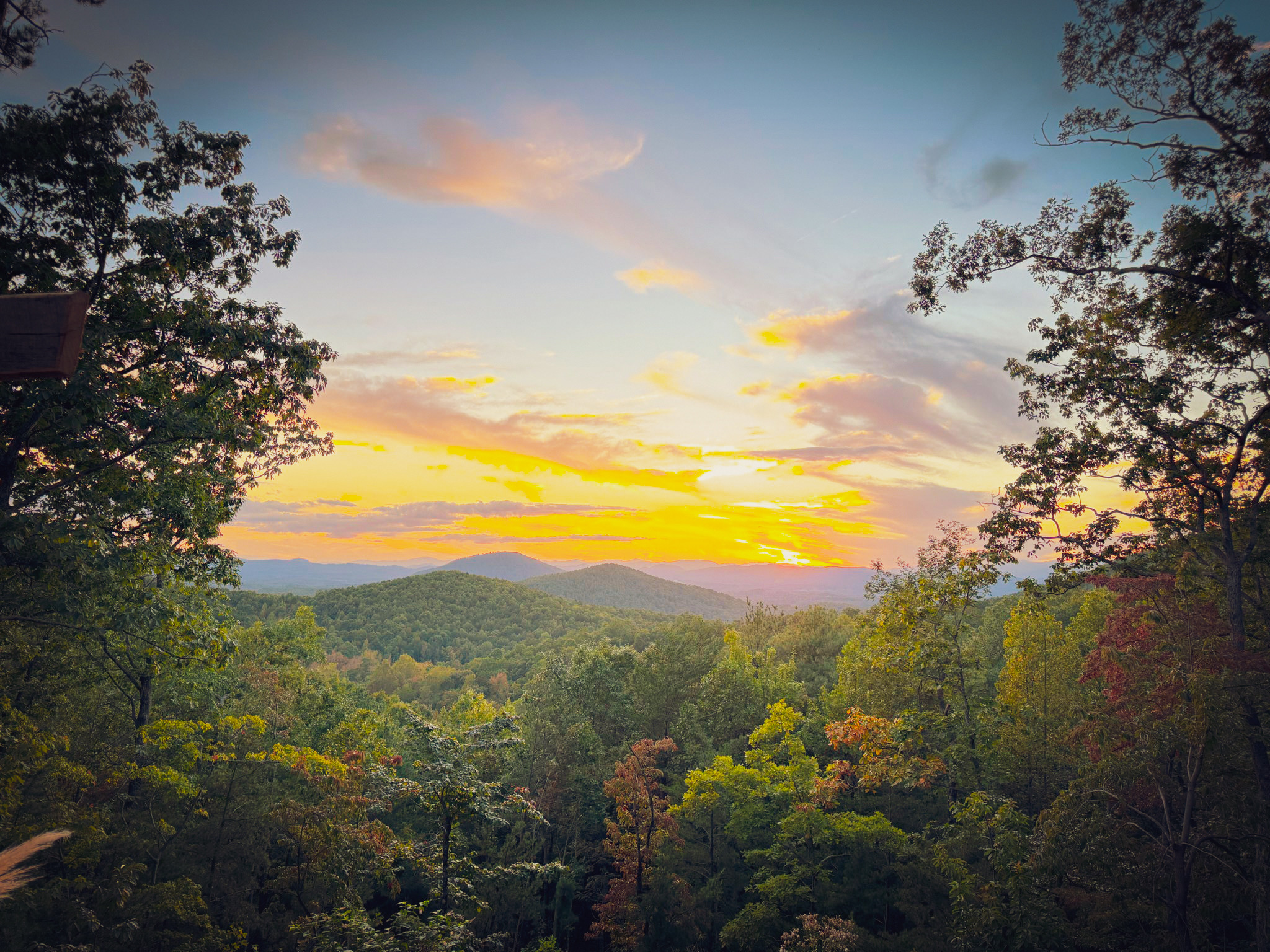 Private mountain ridgeline view at Secluded Ridge in Burke County, NC